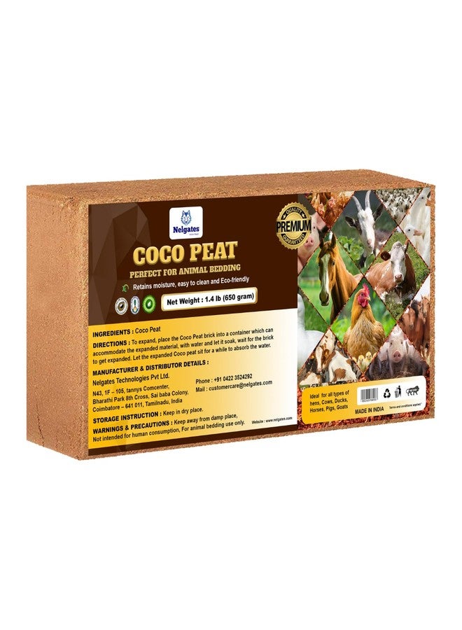 Nelgates Coco peat for Reptile, Horse, Cow, Hen, Pig, Bedding, Natural Coco peat 650g - Image 1